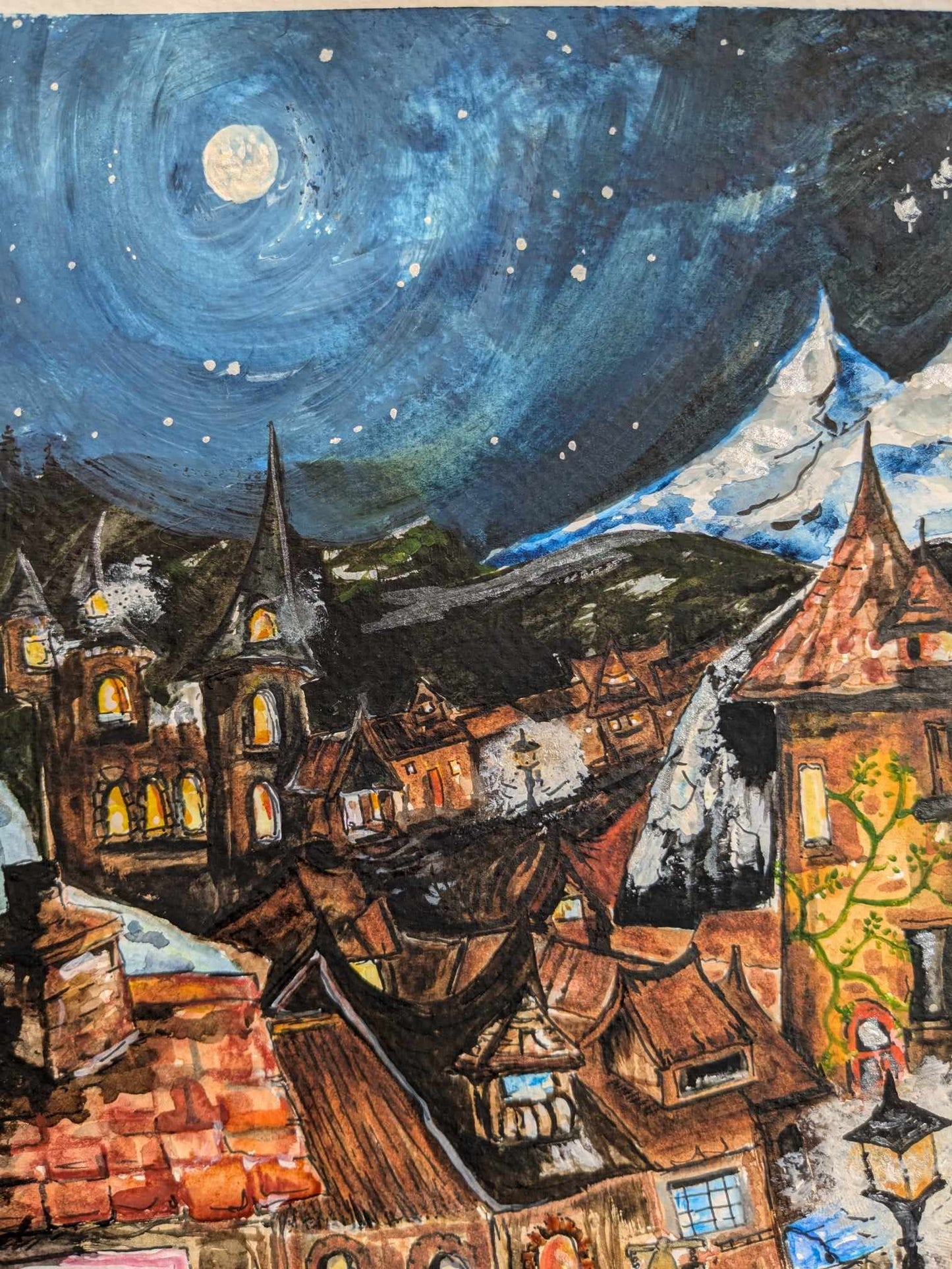 Velaris city of Starlight street cafe embellished A5 Print acotar