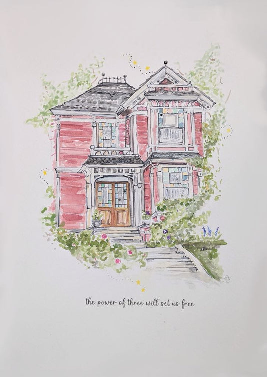 Charmed Halliwell Manor watercolour a5 print