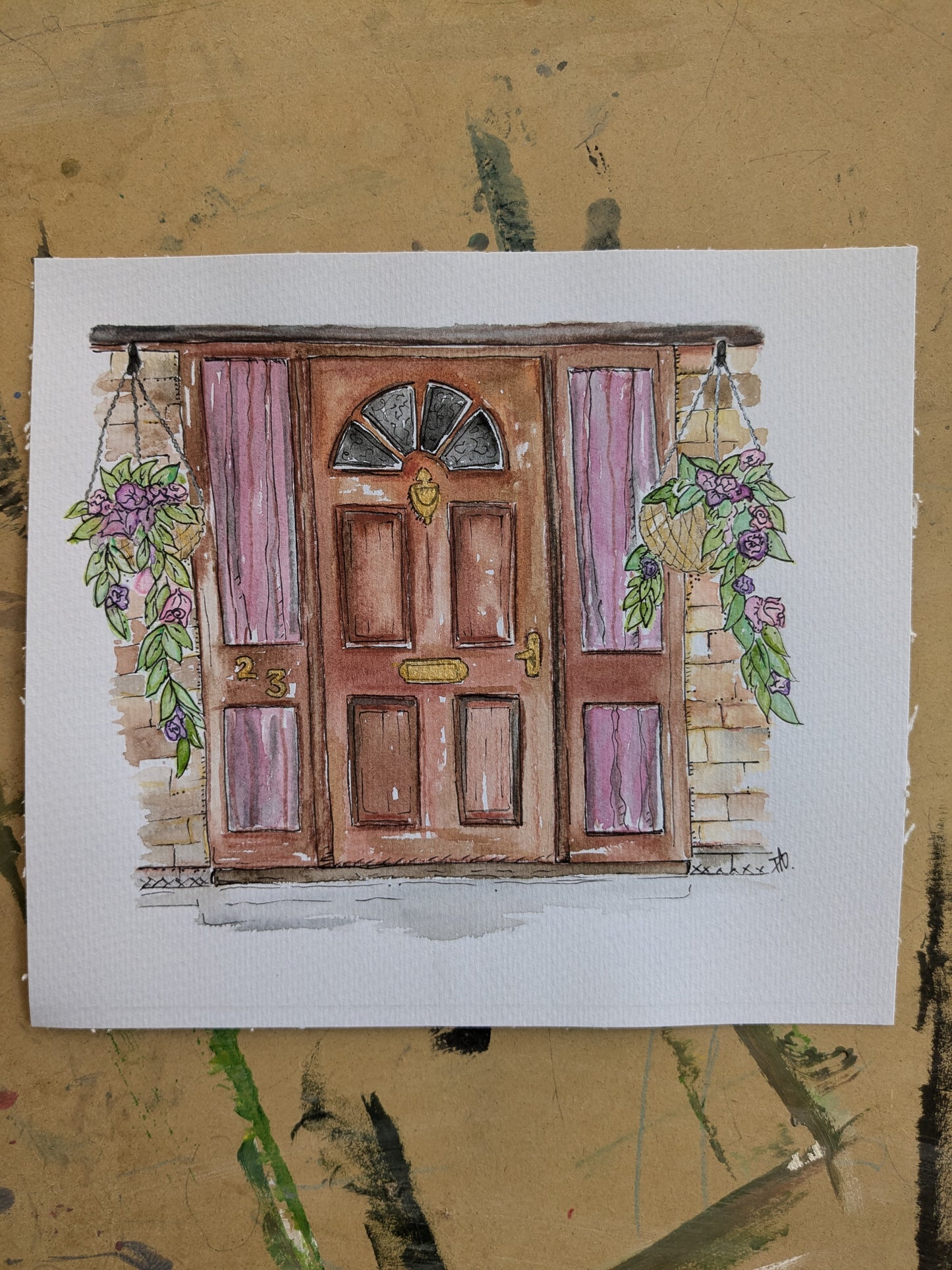 Front door memory keepsake illustration custom