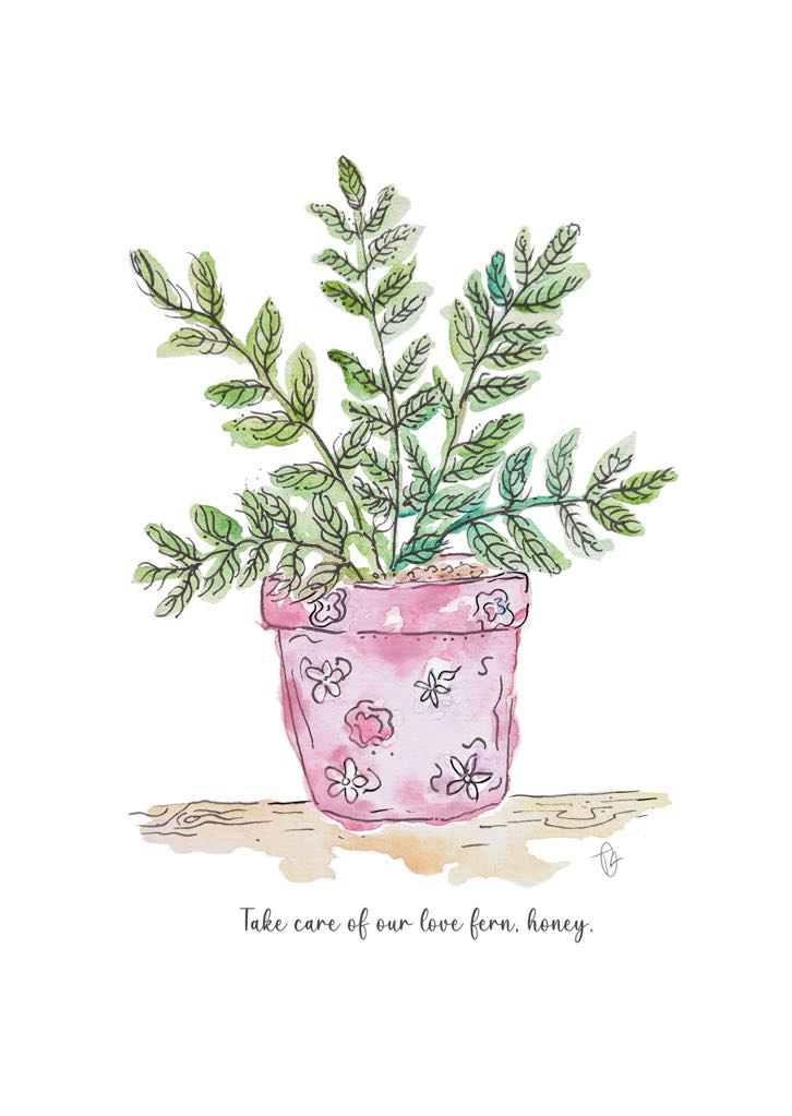 Rom Com Love Fern hand illustrated print