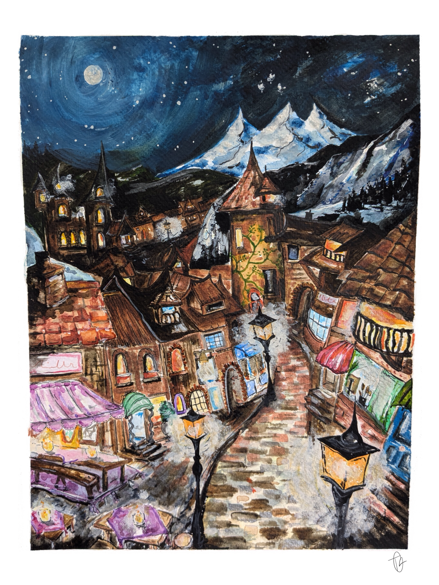 Velaris city of Starlight street cafe A5 Print